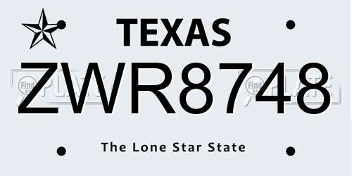 ZWR8748 Texas License Plate