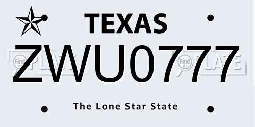 ZWU0777 Texas License Plate