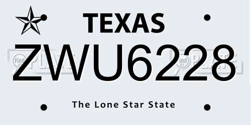ZWU6228 Texas License Plate