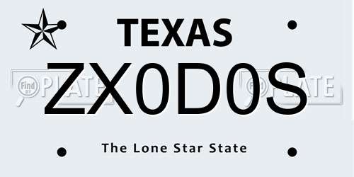ZX0D0S Texas License Plate
