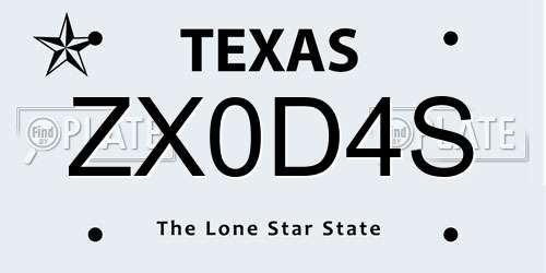 ZX0D4S Texas License Plate