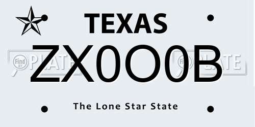 ZX0O0B Texas License Plate