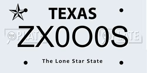ZX0O0S Texas License Plate