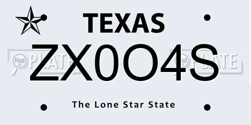 ZX0O4S Texas License Plate