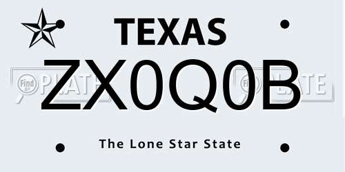 ZX0Q0B Texas License Plate