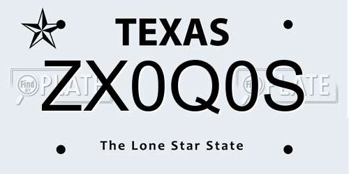ZX0Q0S Texas License Plate