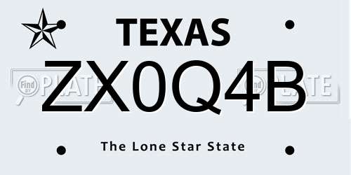 ZX0Q4B Texas License Plate