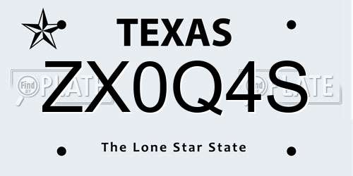 ZX0Q4S Texas License Plate