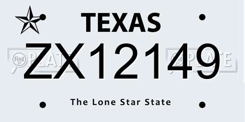ZX12149 Texas License Plate