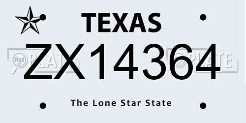 ZX14364 Texas License Plate