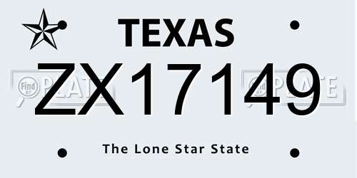 ZX17149 Texas License Plate