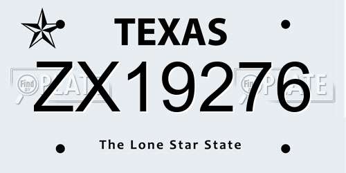 ZX19276 Texas License Plate