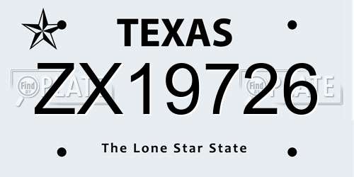 ZX19726 Texas License Plate