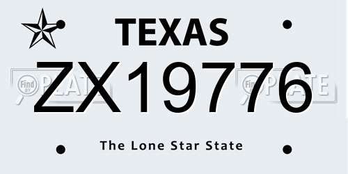 ZX19776 Texas License Plate