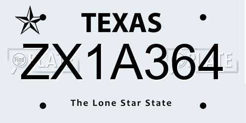 ZX1A364 Texas License Plate