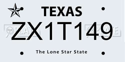 ZX1T149 Texas License Plate