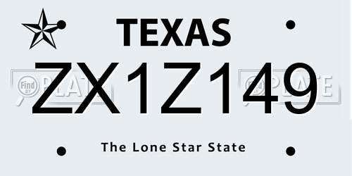 ZX1Z149 Texas License Plate