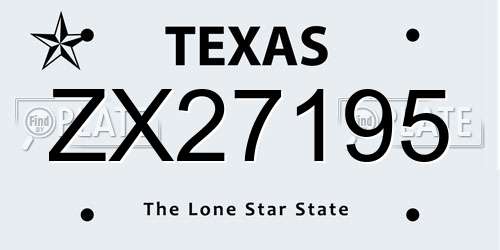 ZX27195 Texas License Plate