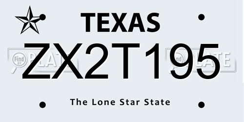 ZX2T195 Texas License Plate