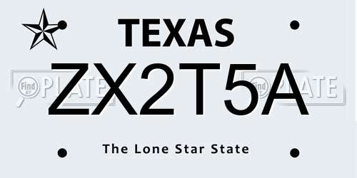 ZX2T5A Texas License Plate