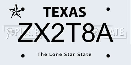 ZX2T8A Texas License Plate
