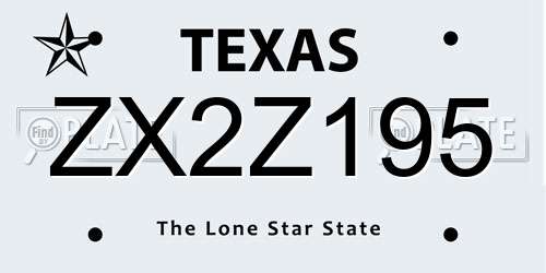 ZX2Z195 Texas License Plate
