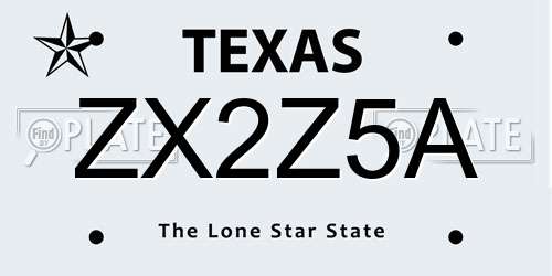 ZX2Z5A Texas License Plate