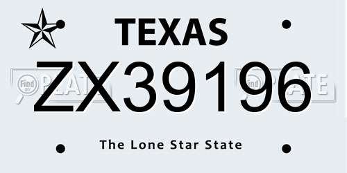 ZX39196 Texas License Plate