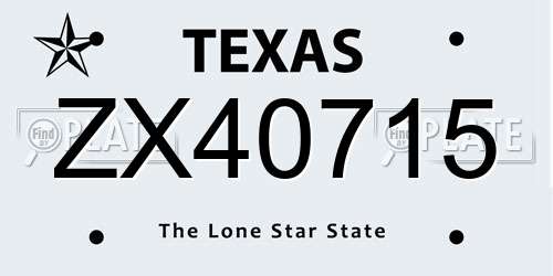 ZX40715 Texas License Plate