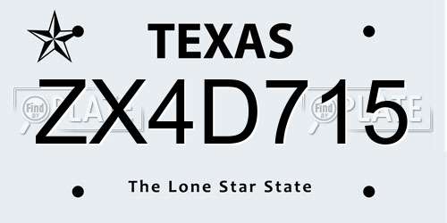 ZX4D715 Texas License Plate