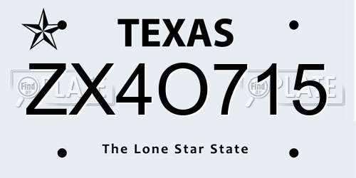 ZX4O715 Texas License Plate