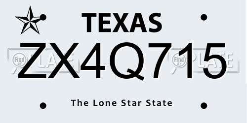 ZX4Q715 Texas License Plate
