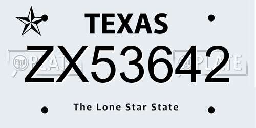 ZX53642 Texas License Plate