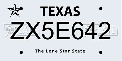 ZX5E642 Texas License Plate