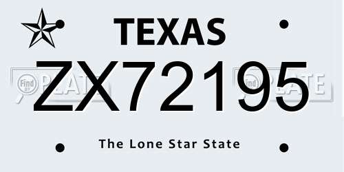 ZX72195 Texas License Plate
