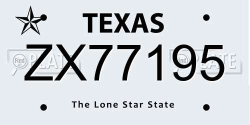 ZX77195 Texas License Plate