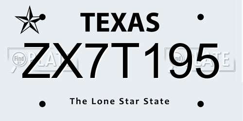 ZX7T195 Texas License Plate