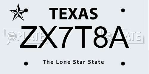 ZX7T8A Texas License Plate