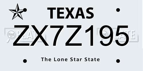 ZX7Z195 Texas License Plate