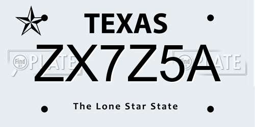 ZX7Z5A Texas License Plate