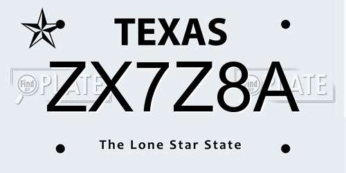 ZX7Z8A Texas License Plate