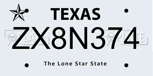 ZX8N374 Texas License Plate