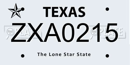 ZXA0215 Texas License Plate