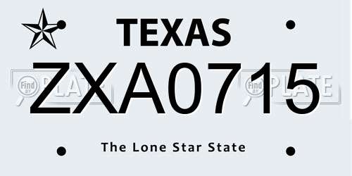 ZXA0715 Texas License Plate