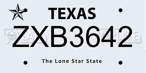 ZXB3642 Texas License Plate