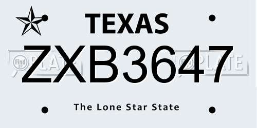 ZXB3647 Texas License Plate