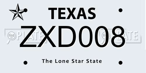 ZXD008 Texas License Plate