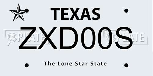 ZXD00S Texas License Plate