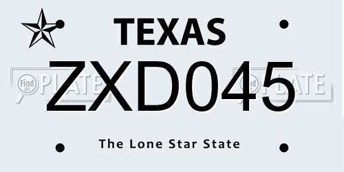 ZXD045 Texas License Plate