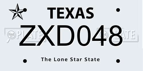 ZXD048 Texas License Plate